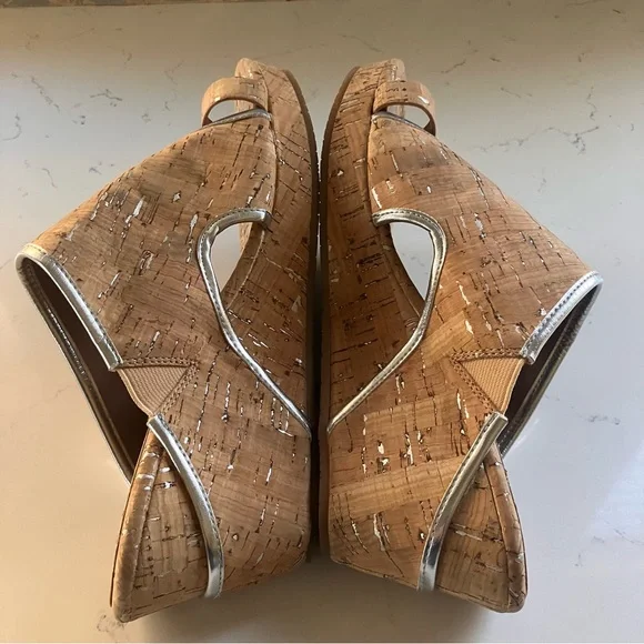 Donald Pliner GYER Upper Heel Wedge Platform Leather Slide Cork Sandals 8.5 M - Picture 7 of 10